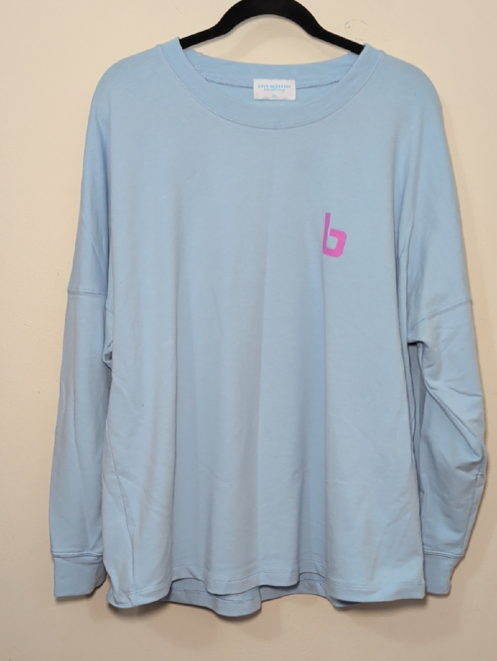 Burn Boot Camp Lightweight Sweatshirt Light Blue Pink Stretchy Women's Size XXL